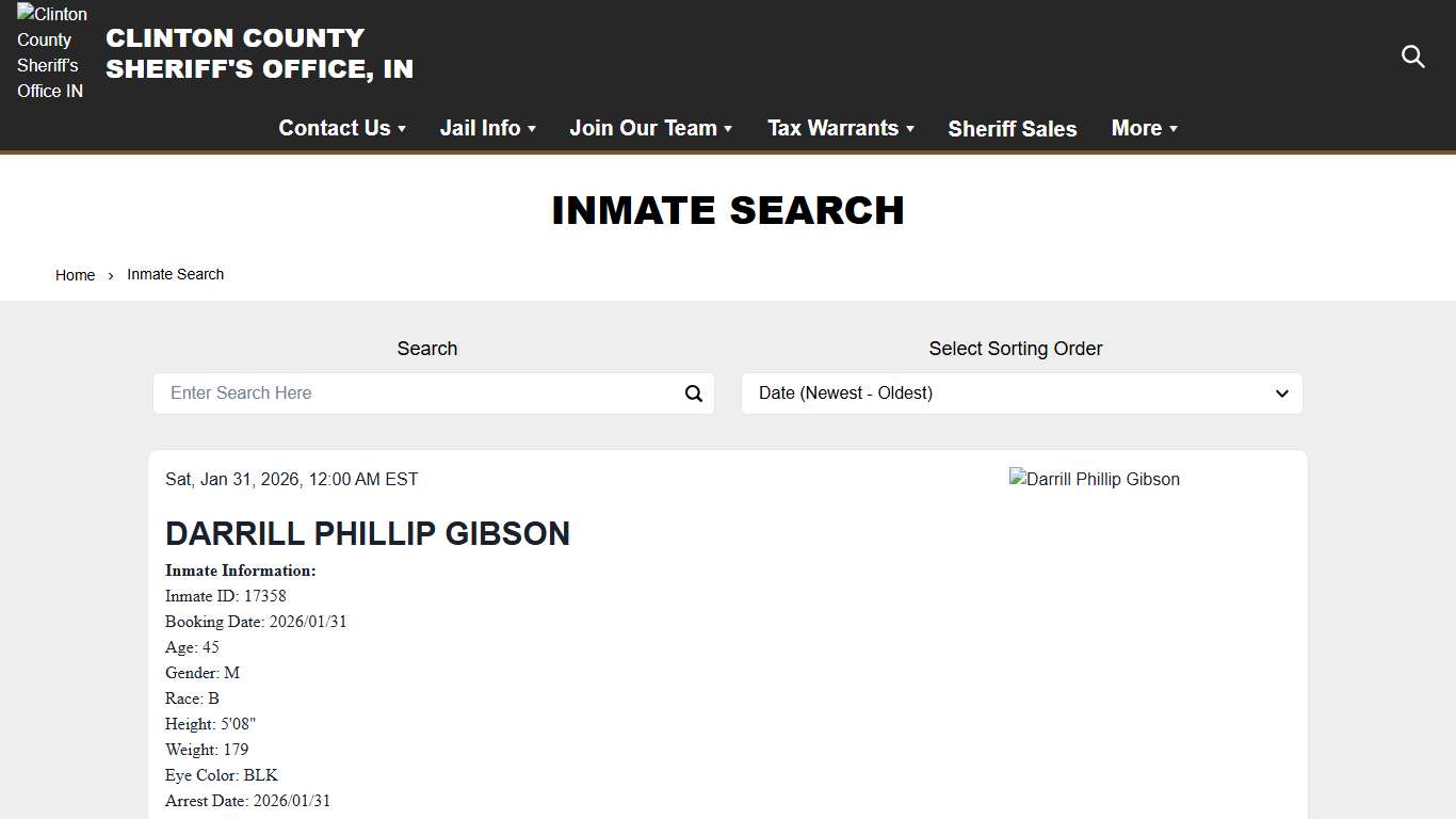 Inmate Search Clinton County Sheriff’s Office IN